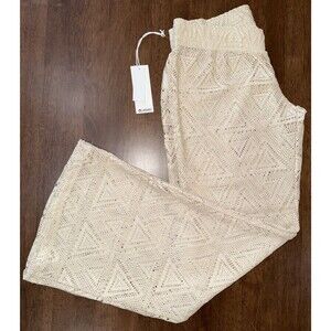 Lagaci Crochet Cover-Up Pants Large Cream Boho Swim Beachwear NWT MSRP $65